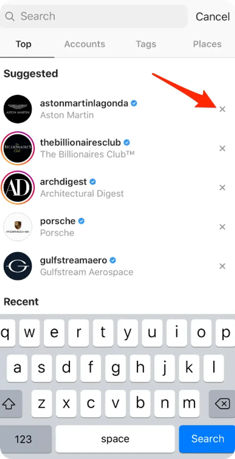 Screenshot shows Instagram search suggestions Screenshot shows Instagram search suggestions